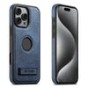For iPhone 15 Pro Suteni G2 Holder Denim Leather Back MagSafe Phone Case(Blue)