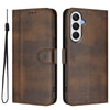 For Samsung Galaxy A05s Global / F14 4G Line Splicing Buckle Retro Leather Phone Case(Brown)