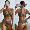Woman Sexy Gilding High Waist Two Piece Bikini Swimsuit, Size:S(As Show)