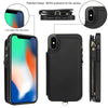 For iPhone X / XS Double Flap Zipper RFID Leather Phone Case with Short Lanyard(Black)