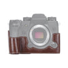1/4 inch Thread PU Leather Camera Half Case Base for FUJIFILM X-H1 (Coffee)