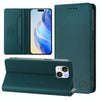 For iPhone 14 Plus RC01 Dual-Folded Magnetic Suction RFID Leather Phone Case(Dark Green)