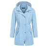Casual  Women Waterproof Waist Hooded Long Coat, Size:L (Sky Blue)