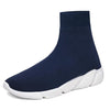 Knit Upper Breathable Sport Sock Boots Chunky Sneakers High Top Running Shoes for Men /  Women, Shoe Size:35(Blue)