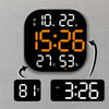13-Inch LED Acrylic Electronic Clock Large-Screen Square Wall Clock With Timing Temperature Humidity(6632 Orange White Green)