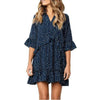 Burst Ruffled Skirt Fashion Dot Dress, Size:M(Navy Blue)