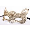 Halloween Masquerade Party Dance Sexy Lady Bronzing Lace Cat King Mask(Gold)