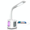 10W Touch Control 3-speed Adjustment Light DimmableEye Protection Table Lamp Coloured Night Light with Pen Holder & Alarm Clock