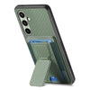 For Samsung Galaxy A36 Carbon Fiber Fold Stand Elastic Card Bag Phone Case(Green)