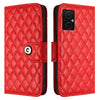 For Redmi 11 Prime 5G / Redmi 10 5G Rhombic Texture Flip Leather Phone Case with Lanyard(Red)