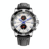 Ochstin 6045A Multifunctional Quartz Luminous Genuine Leather Men Watch(Silver+Black)