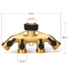 Garden Watering Agricultural Irrigation Family Car Wash Faucet Copper 4-way Ball Valve Water Divider(European Thread)