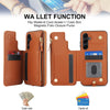 For Samsung Galaxy A55 5G Double Flap Zipper RFID Leather Phone Case with Short Lanyard(Brown)