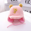 C0183 Letter Lamb Velvet Children Bomber Cap Warm Baby Hat with Cotto, Size: Around 50cm(Pink)