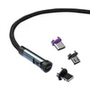 CC57 8 Pin + Type-C/USB-C + Micro USB Magnetic Interface Rotating Fast Charging Data Cable, Cbale Length: 1m(Black)