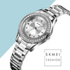SKMEI 1534 elegant waterproof quartz steel band watch with diamond inlay(Silver Rose Gold)
