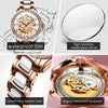 OLEVS 6681 Women Multifunctional Hollow Waterproof Mechanical Watch(White Surface Ceramic Belt)