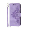 For Samsung Galaxy A26 5G Skin Feel Flowers Embossed Wallet Leather Phone Case(Purple)