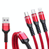 XJ-78 66W 6A 3 in 1 USB to 8 Pin + Type-C + Micro USB Super Flash Charging Cable, Length: 1.2m(Red)