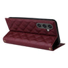 For Samsung Galaxy S24 FE 5G Crossbody Rhombic Sucker Leather Phone Case(Claret)