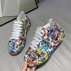 Outdoor Thick Bottom Lacing Sneakers Cartoon Graffiti Printed Couple Casual Shoes, Size: 43(Black)