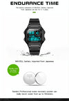 SANDA418 Square Wristwatch Swimming Waterproof Alarm Night light Male Student Watch Simple Fashion Sports Watch(Black White)