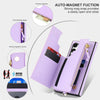 For Samsung Galaxy S24 Ultra 5G Double Flap Zipper RFID Leather Phone Case with Short Lanyard(Light Purple)