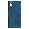 For iPhone XR Tulips Embossed Leather Phone Case with Lanyard(Blue)