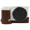 1/4 inch Thread PU Leather Camera Half Case Base for Sony ZV-E10 / ZV-E10L (Coffee)