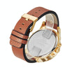 CAGARNY 6820 Round Large Dial Leather Band Quartz Dual Movement Watch For Men(Gold Between Brown Band)