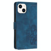 For iPhone 13 mini Tulips Embossed Leather Phone Case with Lanyard(Blue)
