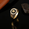 Hip Hop 18K Gold Plated Lion Head Rhinestone Ring for Men, US Size: 11, Inner Diameter: 21mm, Perimeter: 64.6mm(Gold)