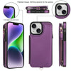 For iPhone 13 mini Double Flap Zipper RFID Leather Phone Case with Short Lanyard(Dark Purple)