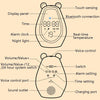 Bear Alarm Clock LED Digital Silent Bedside Lamp Bluetooth Speaker USB Charging Children Cartoon Night Light(Bluetooth+Small Program Version)