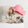 Pink Grid Dog & Cat Summer Sun Hat, M (30-50cm)