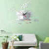 Home DIY 3D Stereo Decorative Fashion Coffee Wall Clock Acrylic Mirror Wall Sticker Coffee Clock(Silver)