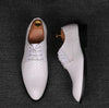 Men Business Dress Shoes Crocodile Leather Shoes Pointed Strips Brock Casual Shoes, Size:42(White)