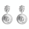 1 Pair Baroque Retro Lion Head Earrings Female Personality Exaggerated Earrings(Silver)