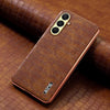 For Samsung Galaxy A26 5G AZNS Electroplated Frame Crocodile Texture Full Coverage Phone Case(Brown)
