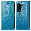 For ASUS Zenfone 10 Cat and Dog Embossed Leather Phone Case(Blue)