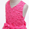 Girls Irregular Embroidered Beaded Bow-knot Tutu Sleeveless Dress Show Dress, Appropriate Height:90cm(Magenta)