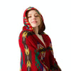 Autumn And Winter Horn Buckle Ethnic Style Hooded Cloak Shawl Bohemian Hooded Shawl, Size:135-175cm(B Style Rose Red)