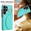 For Samsung Galaxy S25 Ultra 5G Ring Holder Card Bag Skin Feel Phone Case(Green)