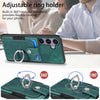 For Samsung Galaxy S25+ 5G Retro Skin-feel Ring Card Wallet Phone Case(Green)
