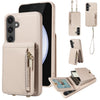 For Samsung Galaxy S24 FE 5G Crossbody Lanyard Zipper Wallet Leather Phone Case(Beige)