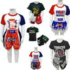 ZhuoAo Boxing Costumes Kids Sparring Fighting Shorts Muay Thai Free Fighting Tights Set, Style: FIHT Red Blue Spliced(XL)
