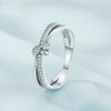 SCR896 Sterling Silver S925 Knot All-Match Zircon Ring(No.7)