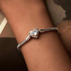 S925 Sterling Silver Plated White Gold Heart DIY Basic Bracelet, Length: 19cm