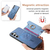 For Samsung Galaxy S25 5G Retro Cross Leather Ring Horizontal Insert Card Bag MagSafe Phone Case(Blue)