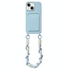 For iPhone 14 Dopamine Card Slot Phone Case with Lanyard(Blue)